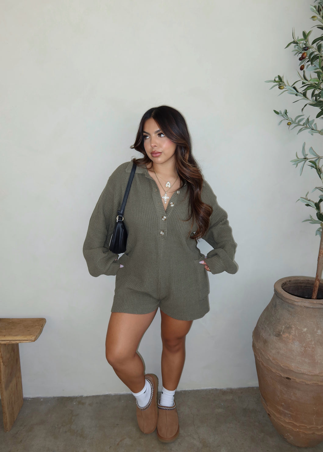 GILMORE KNITTED  ROMPER ( Olive)